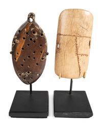 Punuk Culture Fossilized Walrus Ivory and Bone Bow Guards
