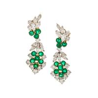 DIAMOND AND EMERALD CONVERTIBLE EARCLIPS