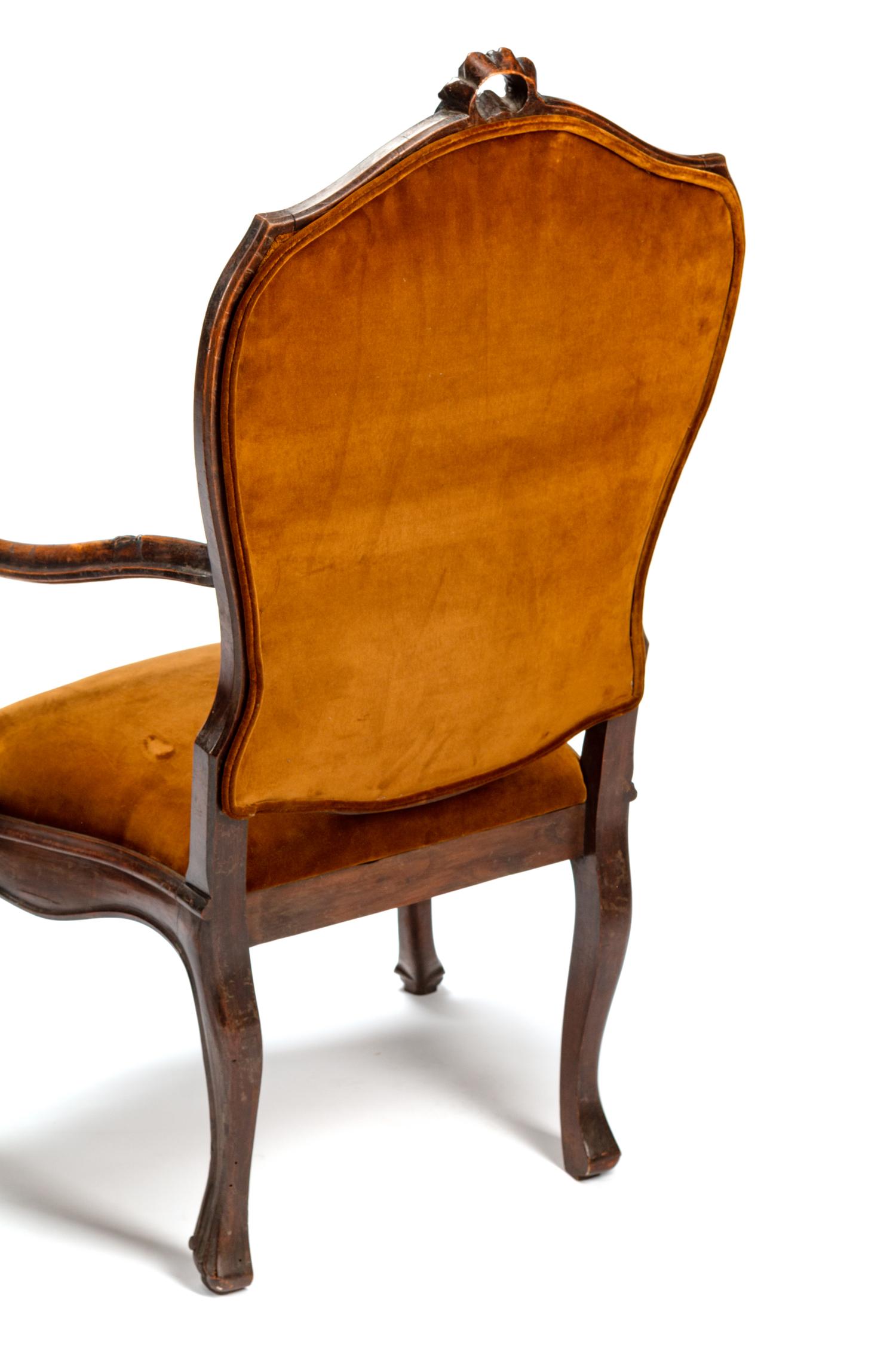 A Pair of Italian Walnut Armchairs