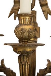 A Pair of Louis XVI Style Gilt Bronze Five-Light Sconces