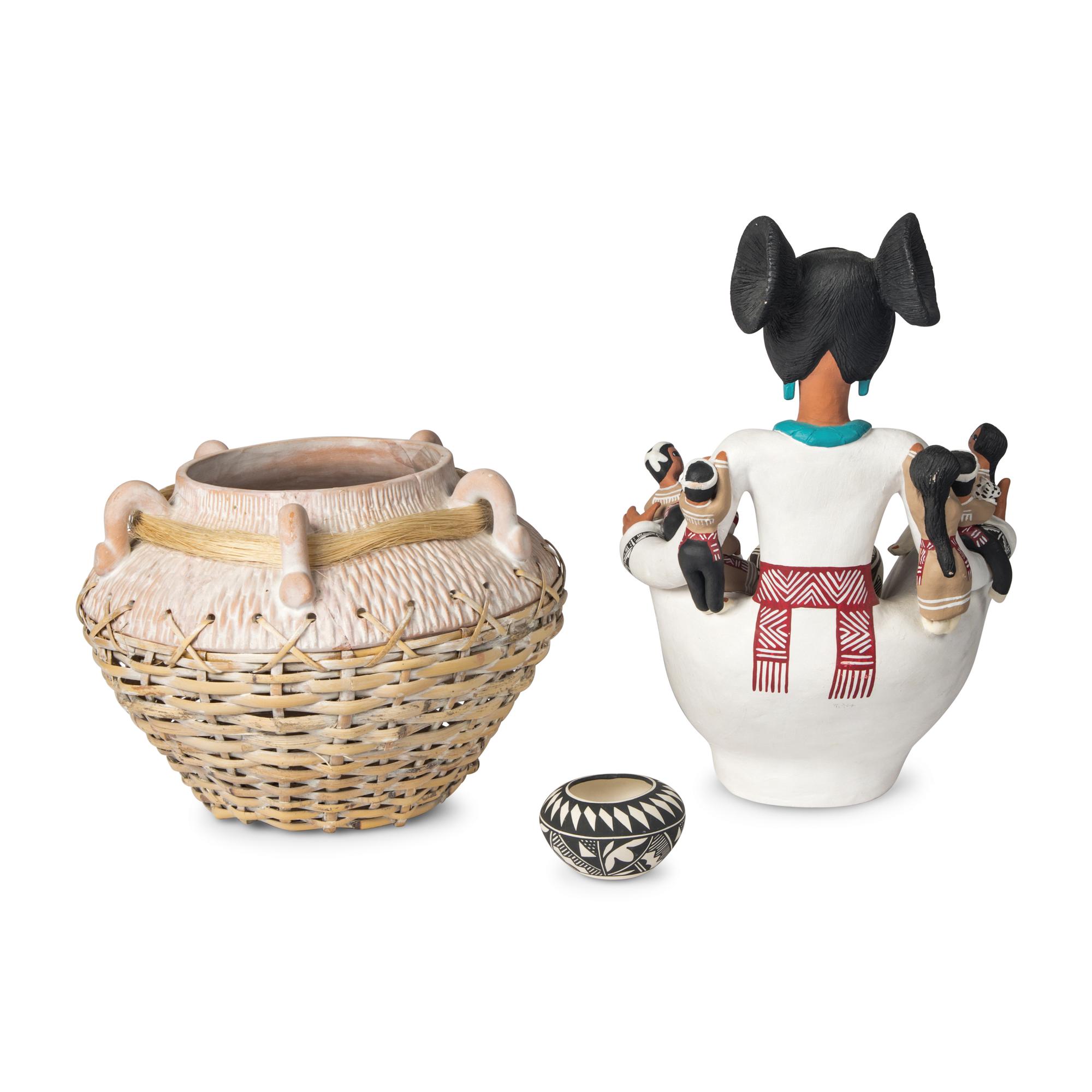 Acoma Pottery and Southwestern Pottery Basket