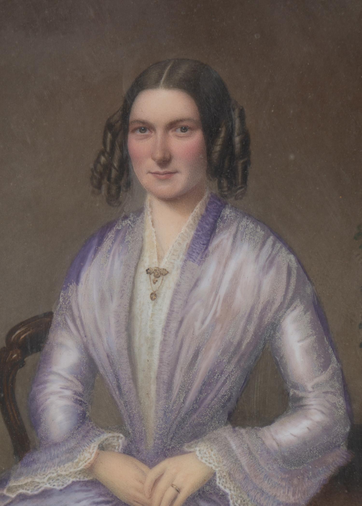 Two English Painted Porcelain Portrait Plaques of a Gentleman and Lady