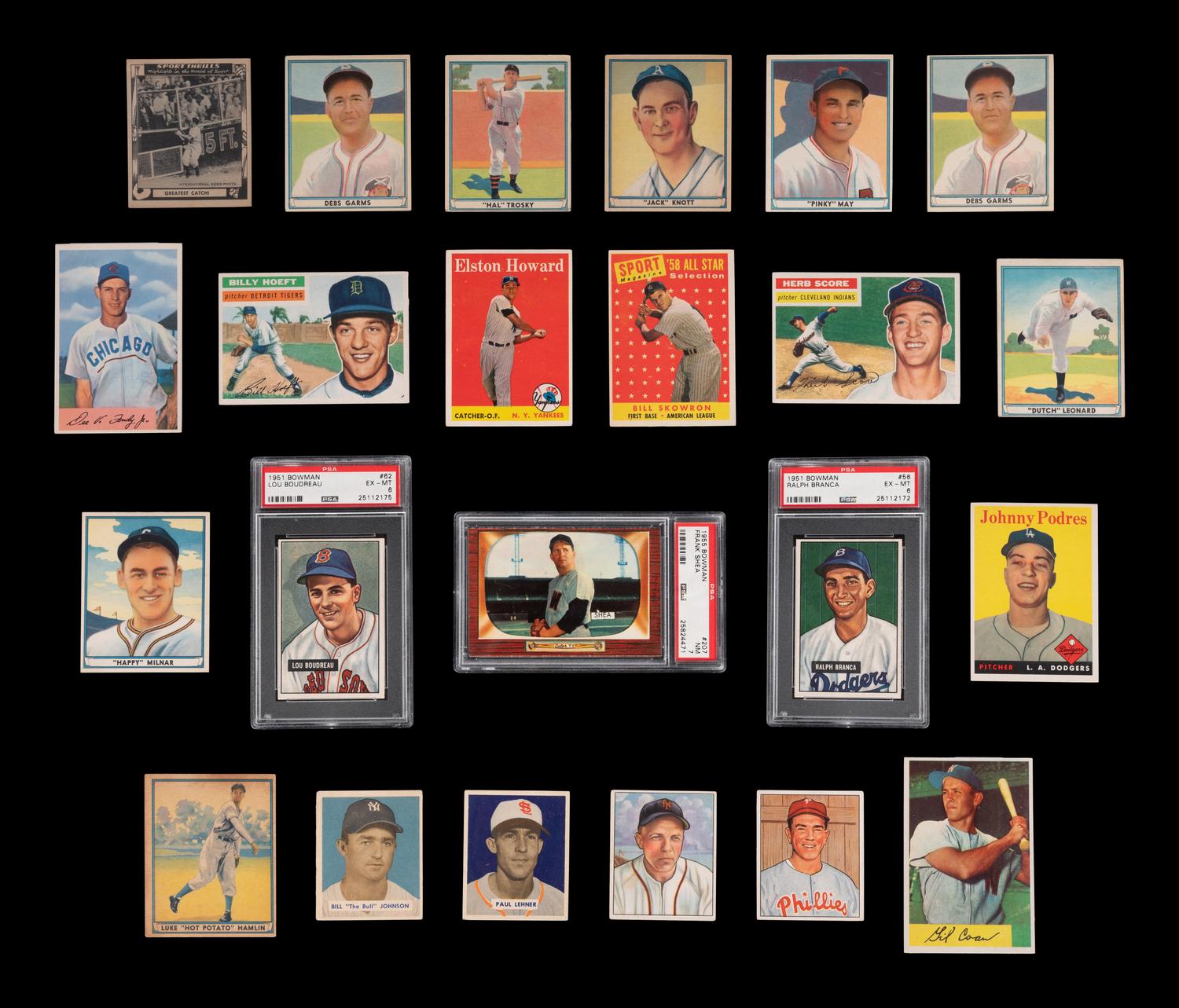 A Group of 23 Assorted 1940s and 1950s Baseball Cards,