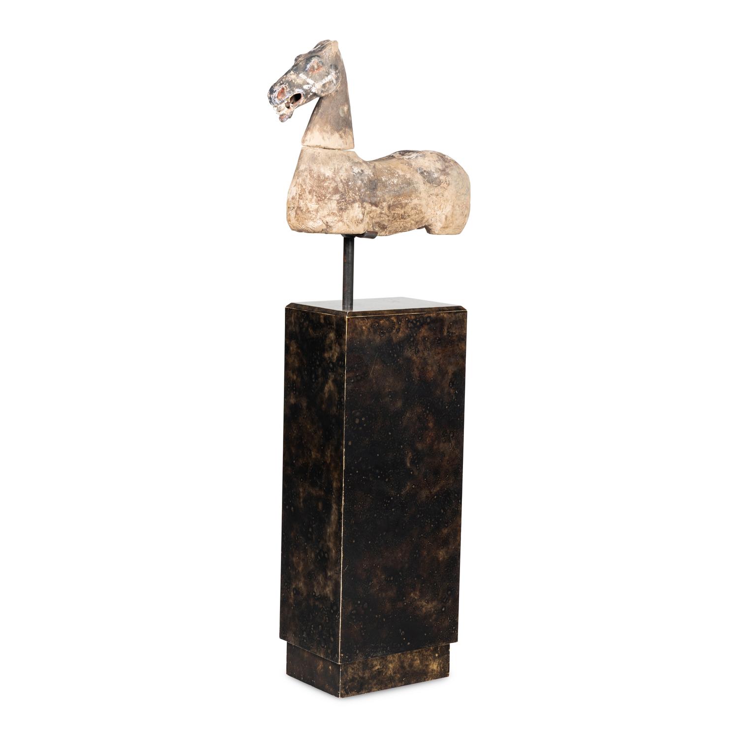 A Chinese Polychrome Painted Grey Pottery Horse, Han Dynasty — 漢 彩繪灰陶馬