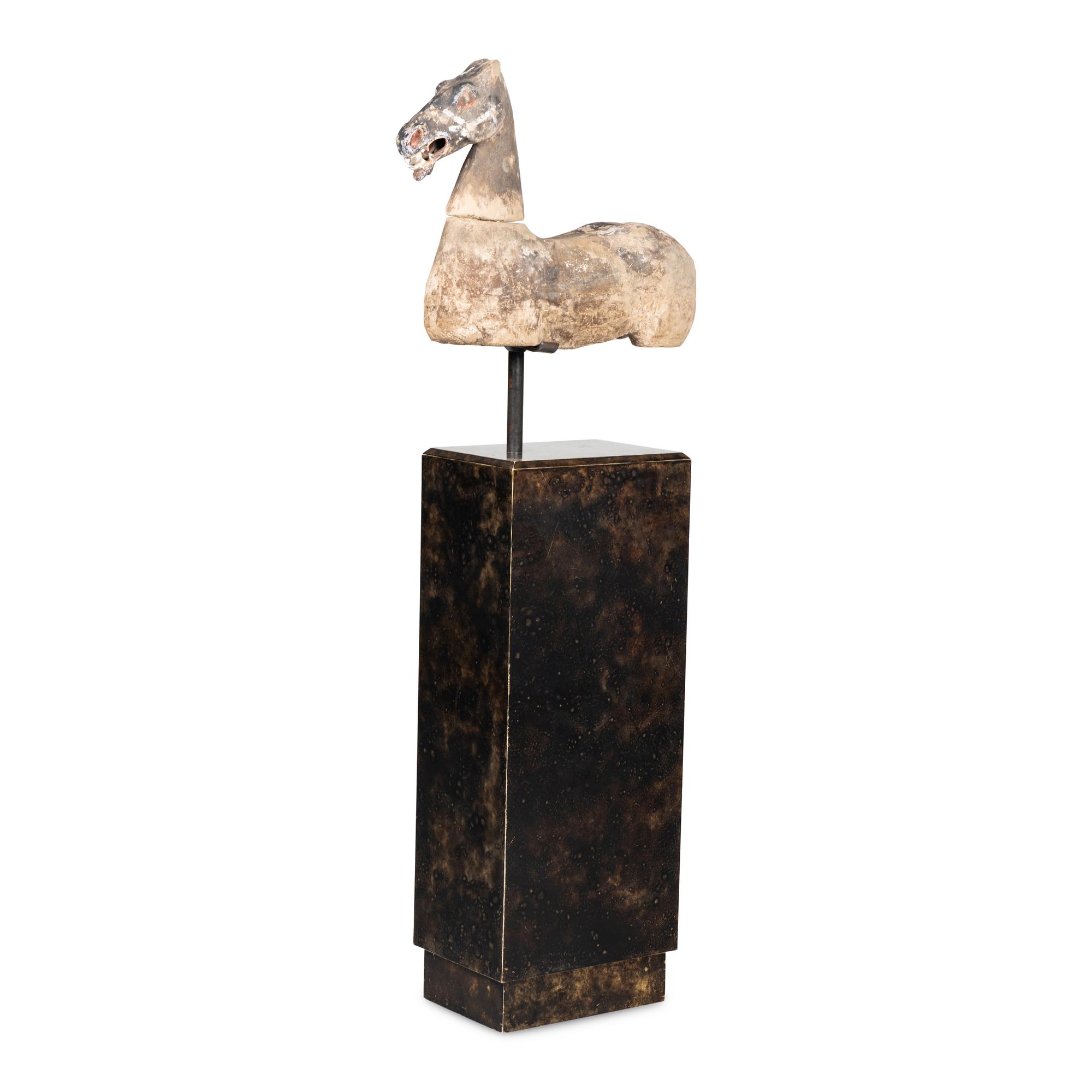 A Chinese Polychrome Painted Grey Pottery Horse, Han Dynasty — 漢 彩繪灰陶馬
