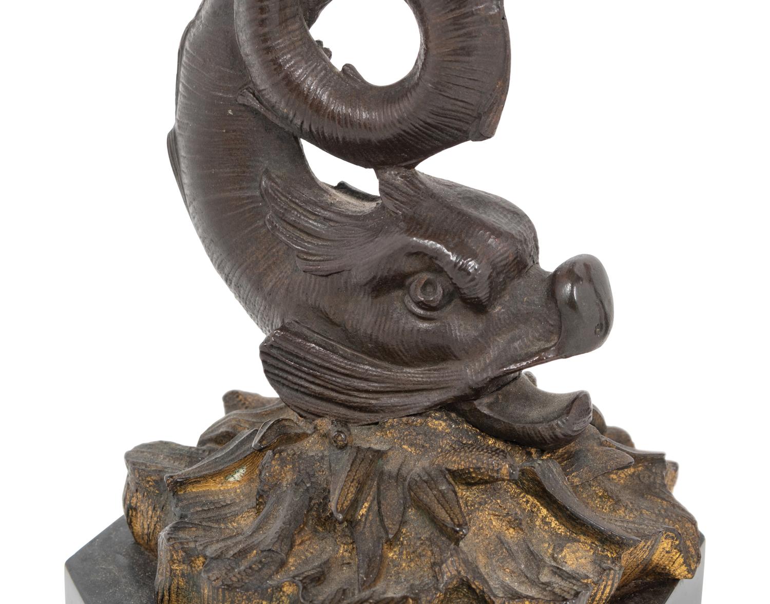 A Pair of Continental Bronze and Shell Table Ornaments