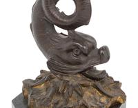 A Pair of Continental Bronze and Shell Table Ornaments