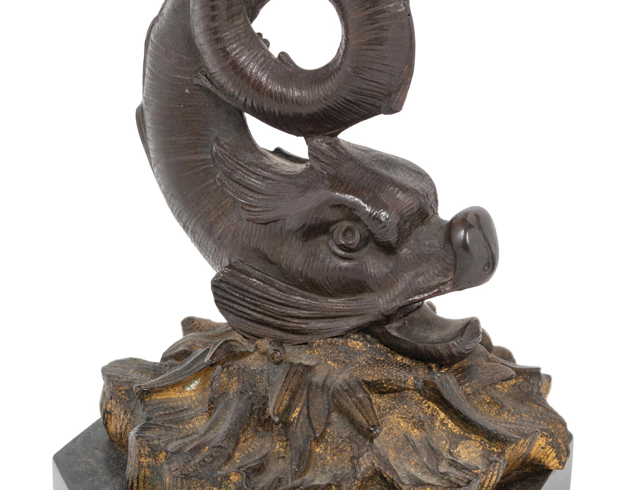 A Pair of Continental Bronze and Shell Table Ornaments