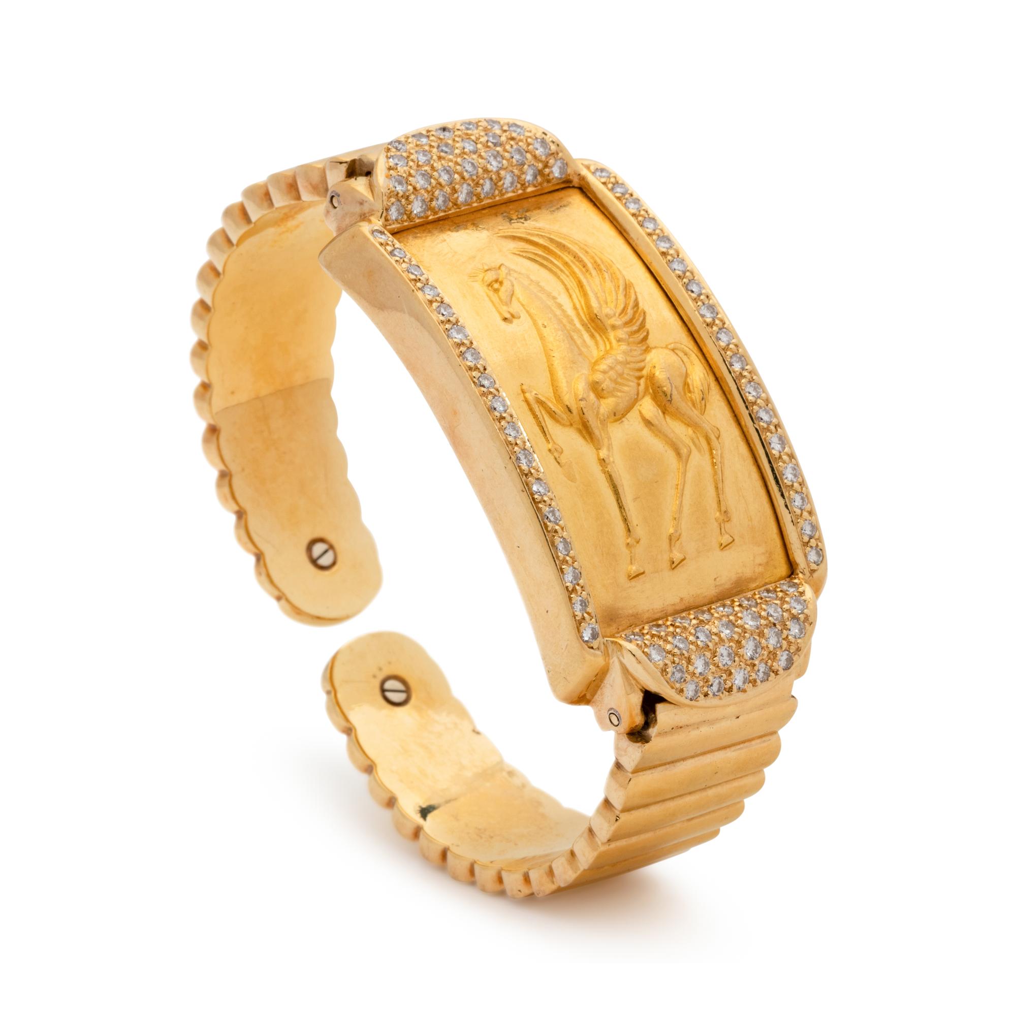 YELLOW GOLD AND DIAMOND CUFF BRACELET