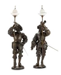 A Pair of Cast Metal Figural Torchères