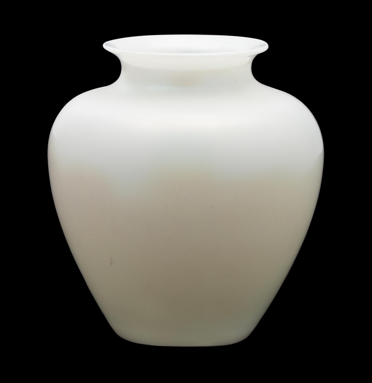 A Steuben Calcite White Iridescent Glass Vase