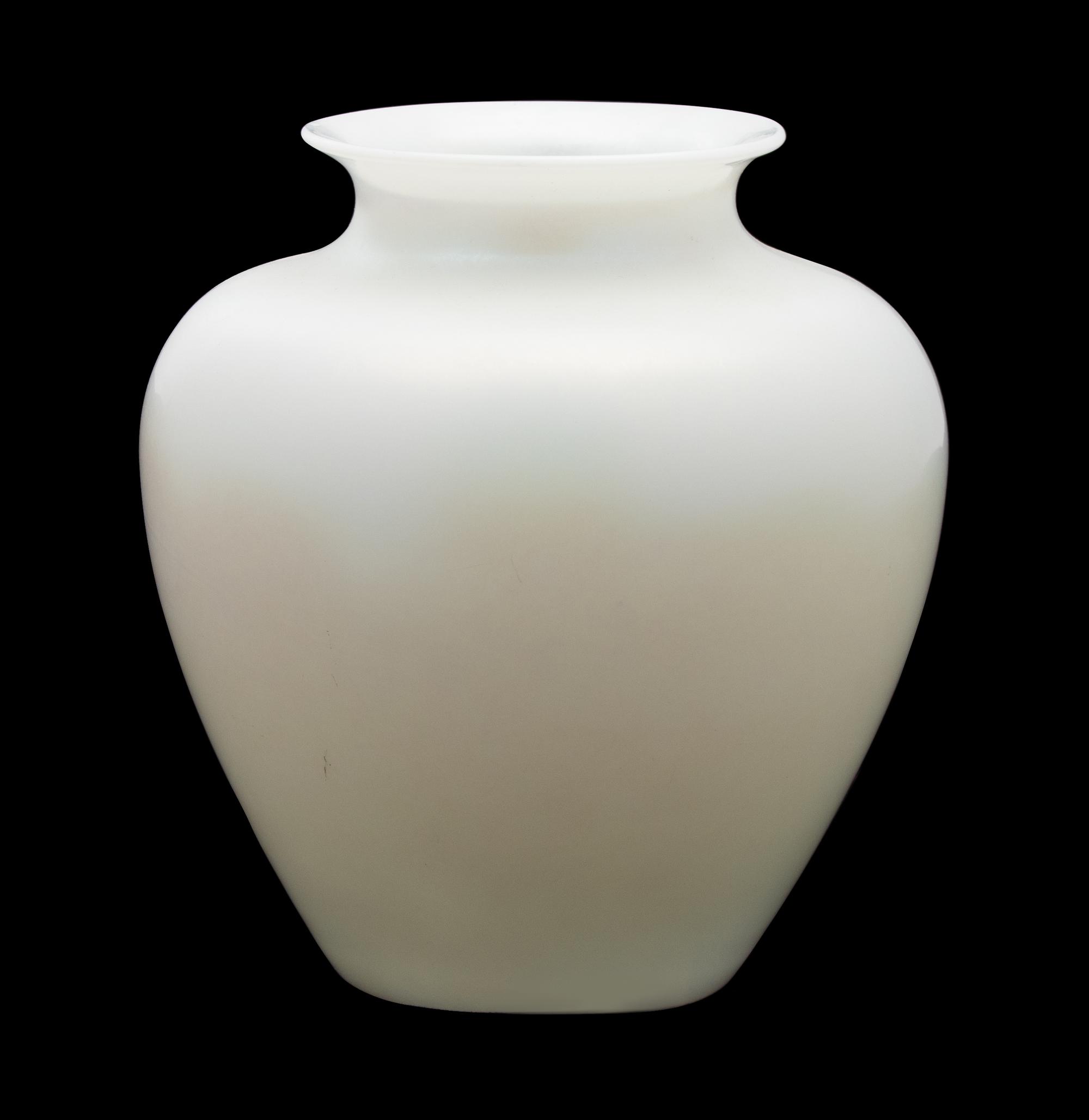 A Steuben Calcite White Iridescent Glass Vase