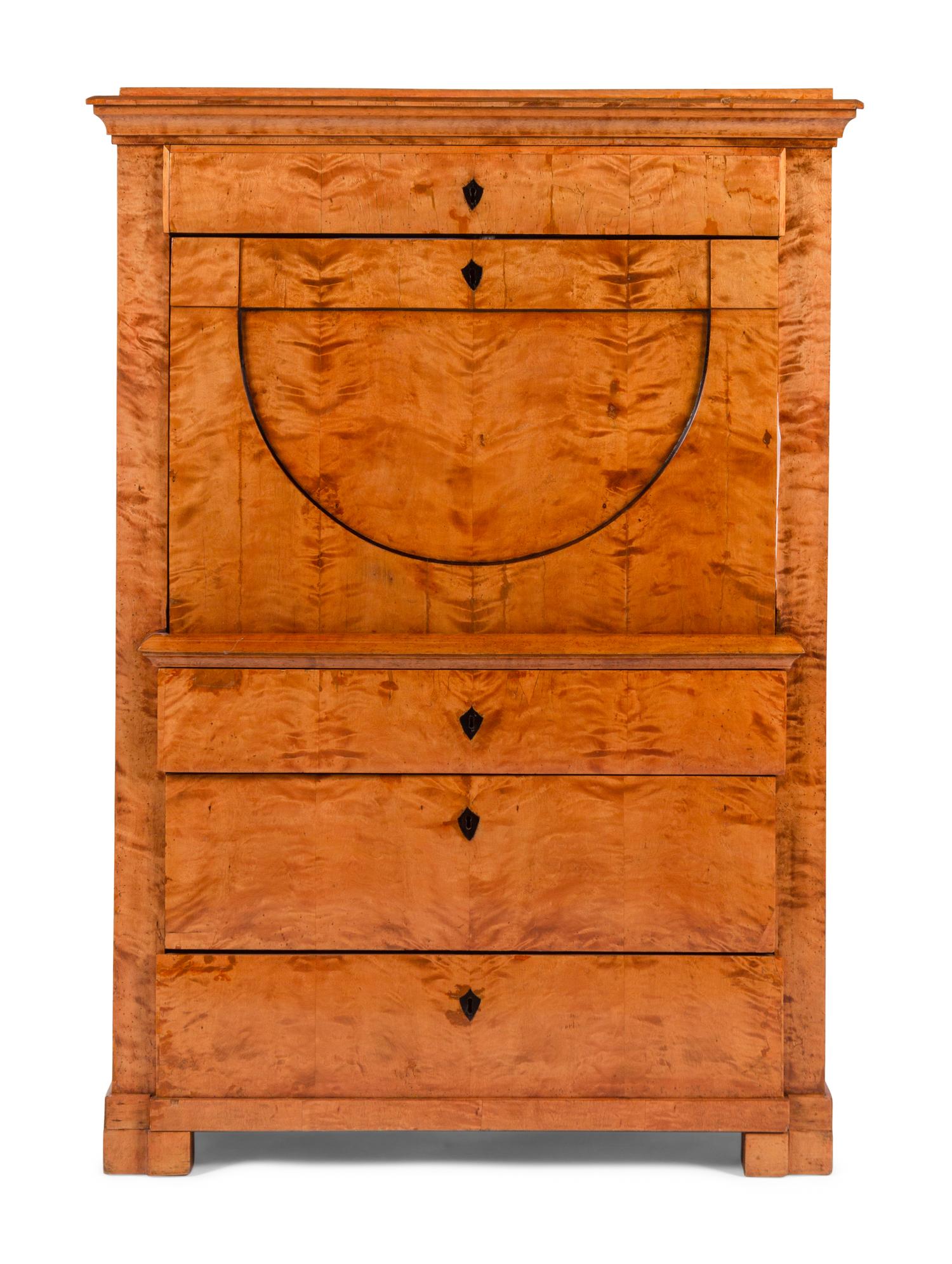 A Biedermeier Karelian Birch Fall-Front Secretary