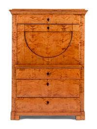 A Biedermeier Karelian Birch Fall-Front Secretary