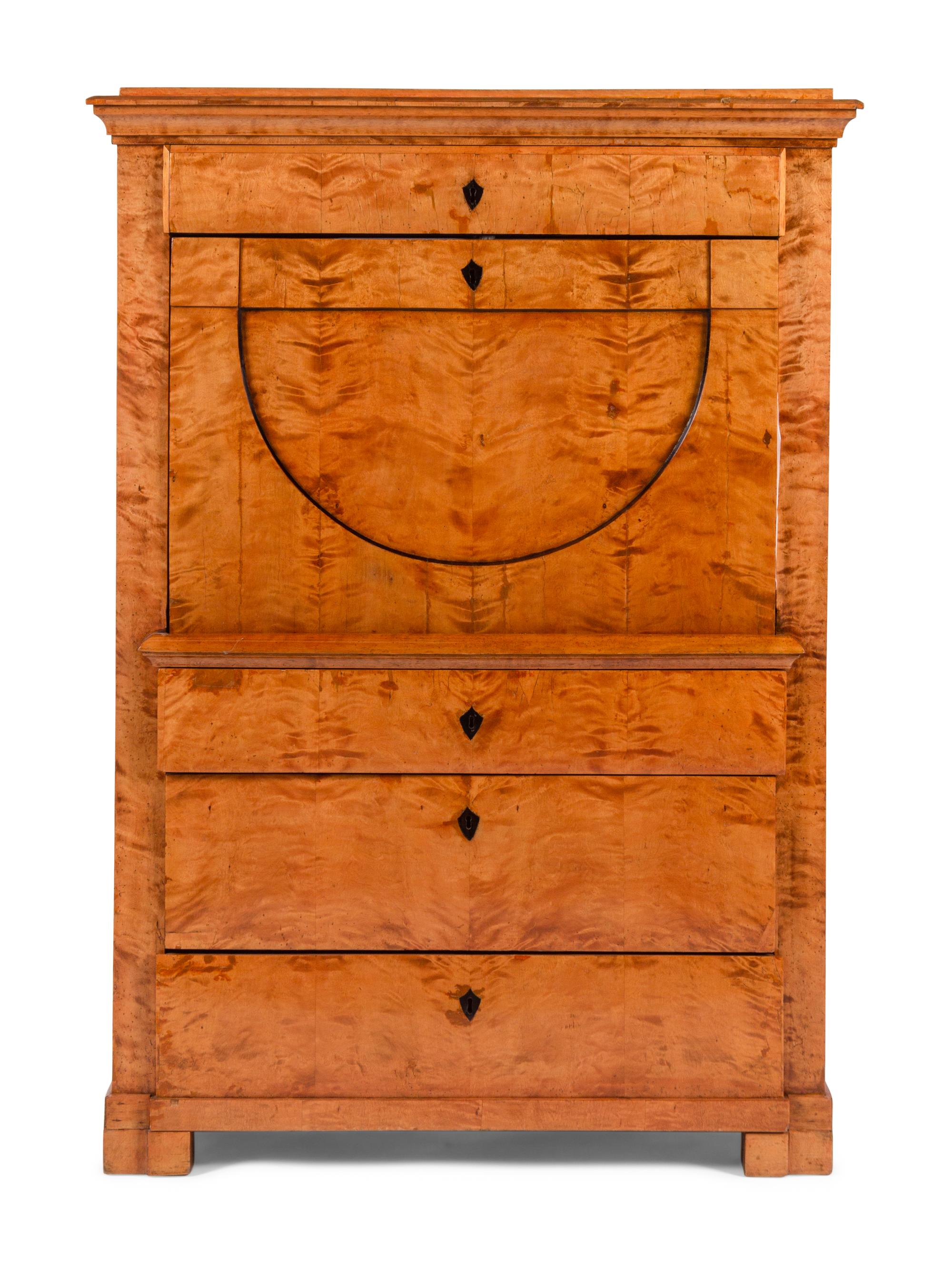 A Biedermeier Karelian Birch Fall-Front Secretary