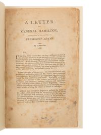 [HAMILTON, Alexander] -- [WEBSTER, Noah (1758-1843]. A Letter to General Hamilton, Occasioned by his Letter to President Adams. By a Federalist . [New York?: n.p., 1800?].