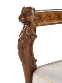 An Italian Neoclassical Style Carved Walnut and Parquetry Three-Piece Salon Suite
