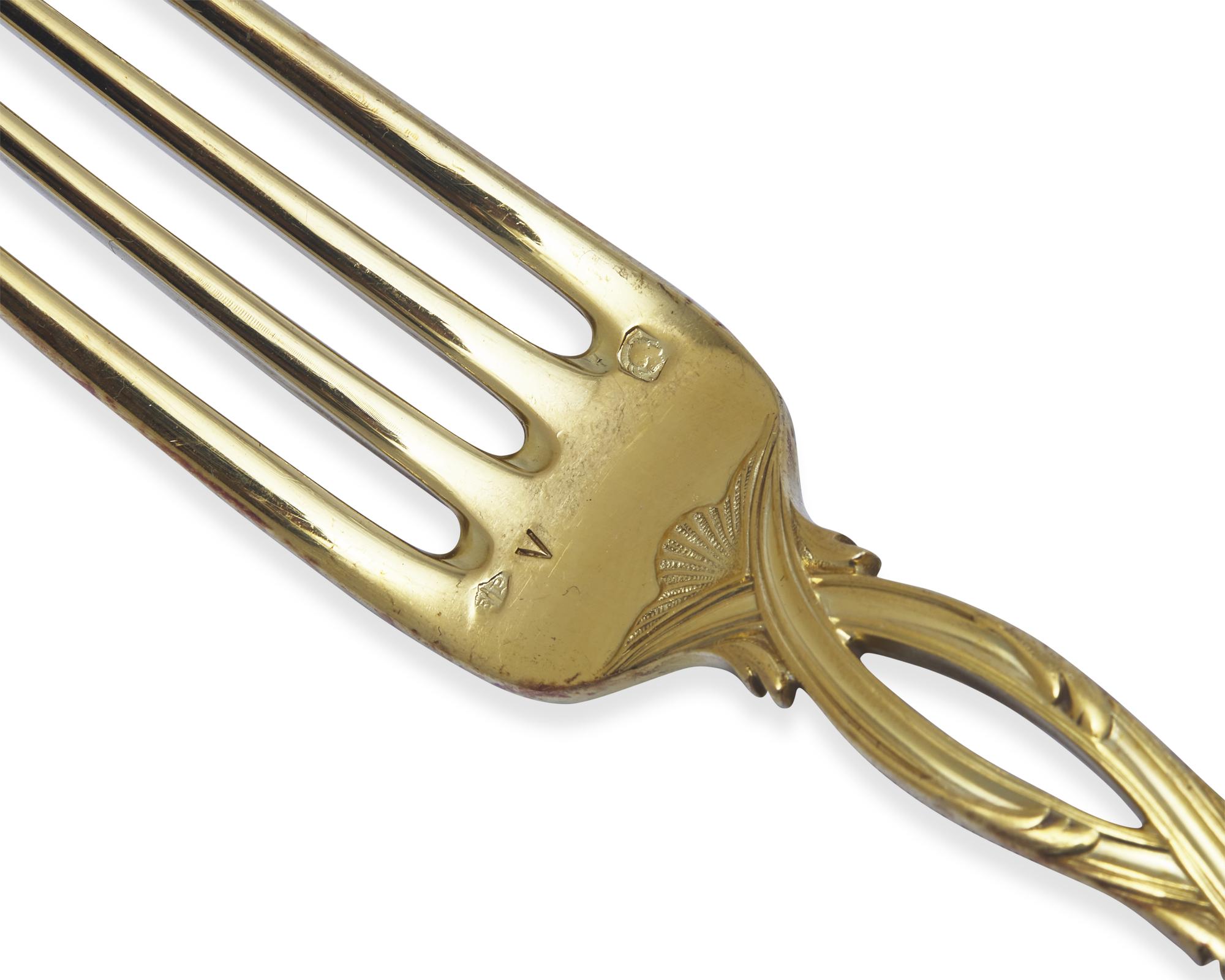 A Puiforcat Silver-Gilt Flatware Service