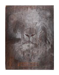MOSER, Barry. Original monumental cherry woodcut block, hand cut by Moser to print Kατὰ Μᾶρκον [“According to Mark”] in the Four Evangelists series. [1999]. 610 x 460 mm.