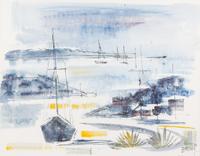 Alfred Birdsey, (British, 1912-1996), Harbor View and Horses (two works)