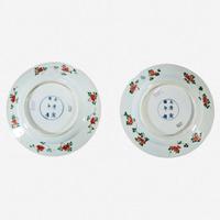 Two similar Chinese famille verte-decorated porcelain “Phoenix and Peony” dishes Kangxi six-character marks and of the period