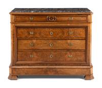 A Louis Philippe Walnut Marble-Top Commode