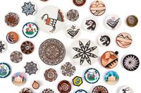 A Collection of Native American Pottery Plates Diameter of largest 2 1/4 inches. — Various Makers