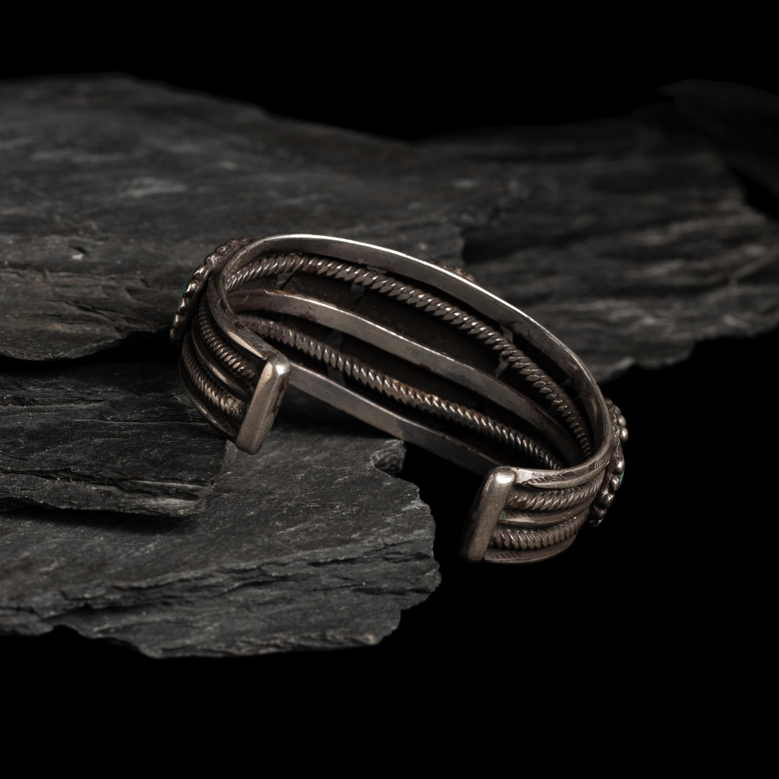 Navajo Silver and Turquoise Cuff Bracelet
