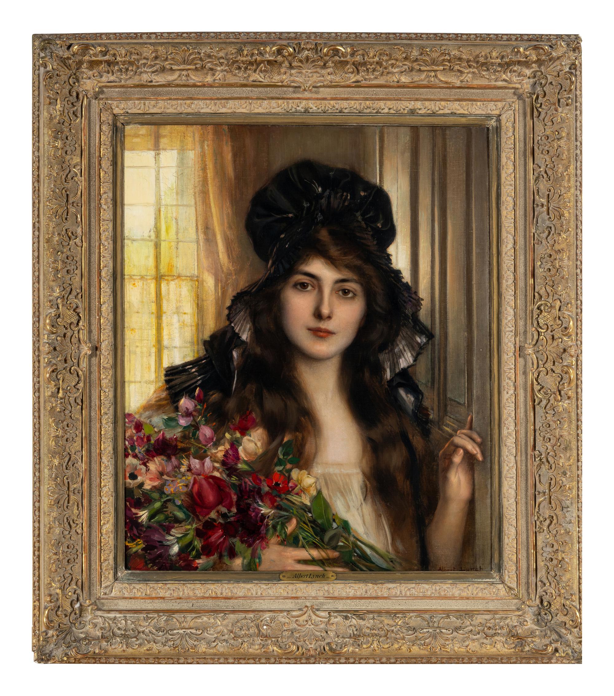 A Young Beauty Holding a Bouquet of Flowers