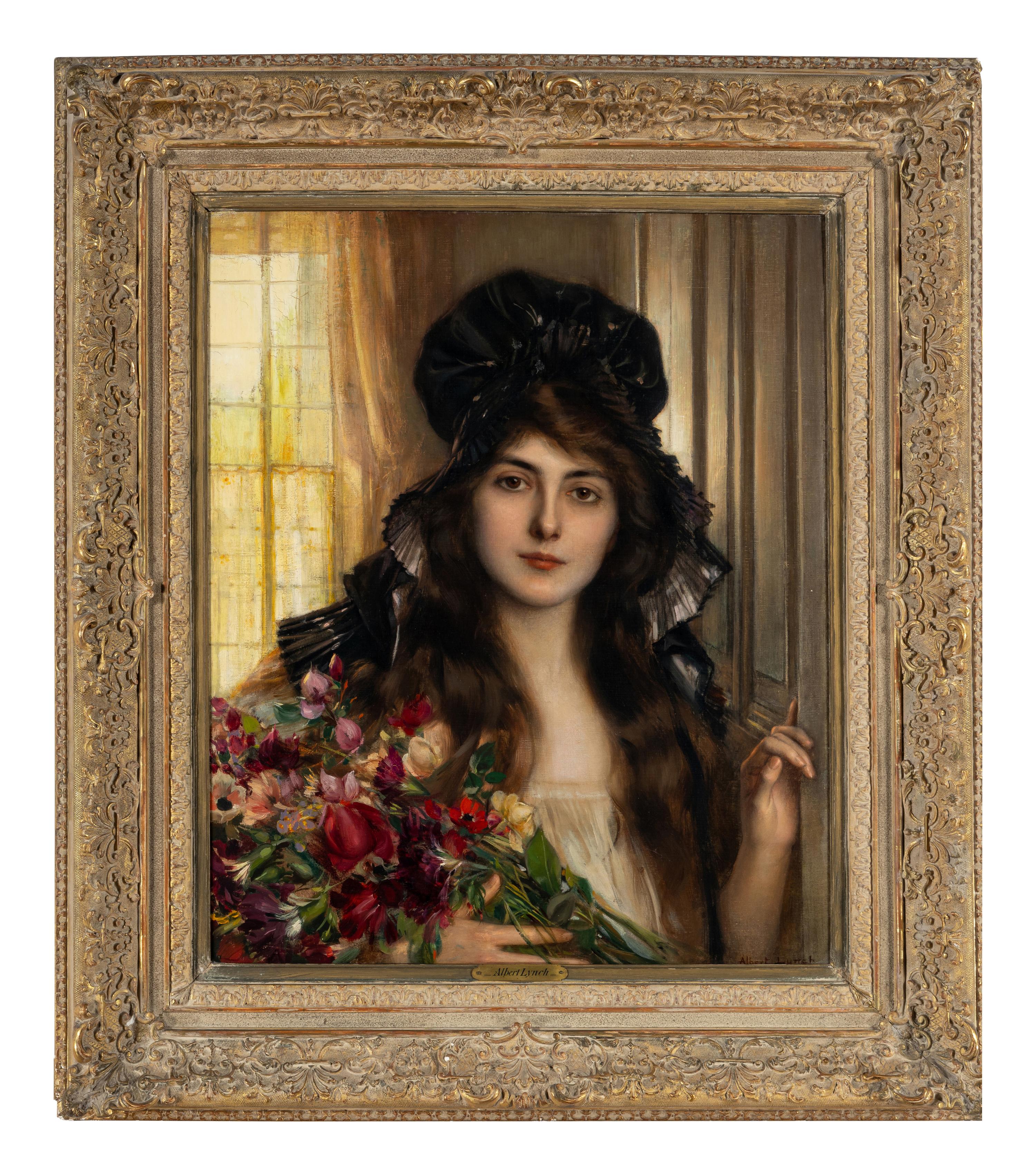 A Young Beauty Holding a Bouquet of Flowers