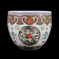 A Chinese Famille Verte Porcelain Fish Bowl, 20th Century 近代 粉彩鳳穿牡丹圖大缸