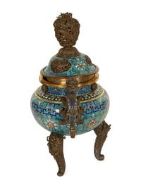 A Chinese Gilt and Enameled Bronze Mounted Cloisonne Censer