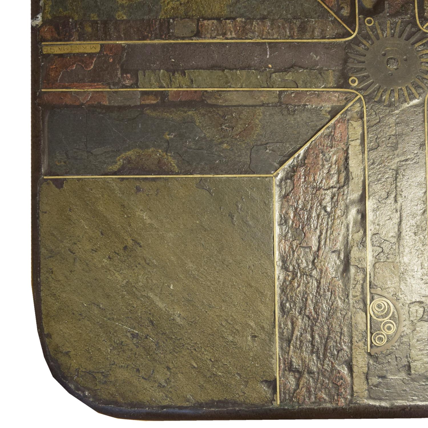 A Marcus Kingma Stone, Brass and Wood Coffee Table 31.5" W x 31.5" D x 17" H — Netherlands, 1990