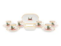 A Set of Six Cartier La Maison de Louis Porcelain Coffee Cups with Saucers
