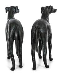 A Pair of Cast Bronze Greyhound Sculptures