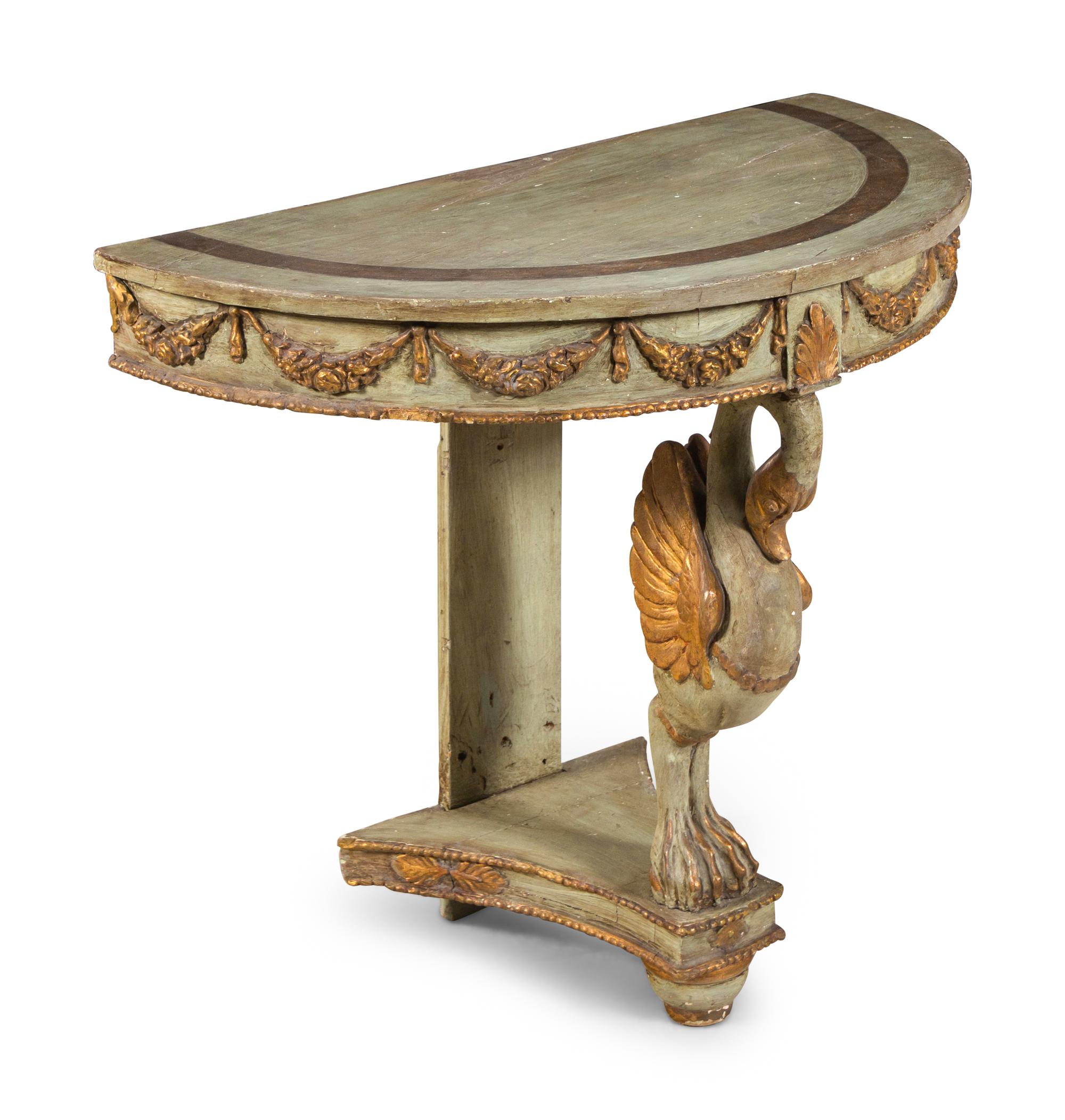 An Italian Painted and Parcel Gilt Console Table