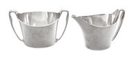 A Danish Silver Creamer and Sugar Set, Hans Hansen, Copenhagen, each handled.