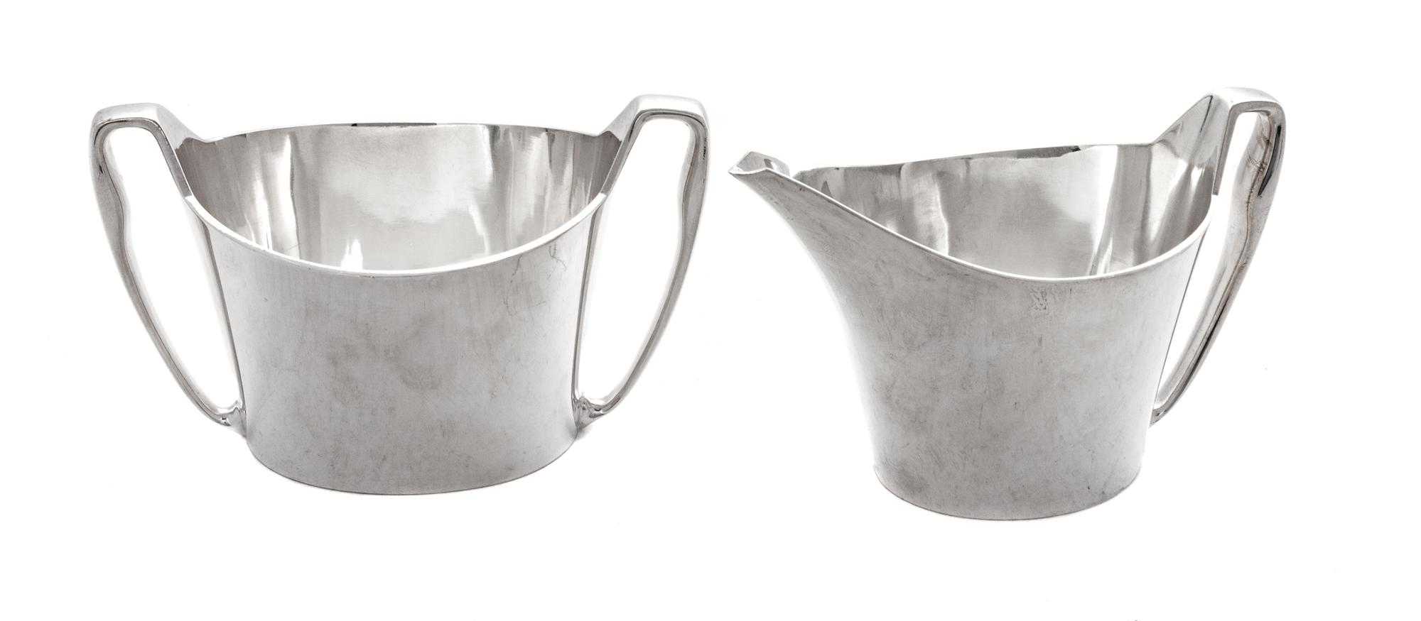 A Danish Silver Creamer and Sugar Set, Hans Hansen, Copenhagen, each handled.