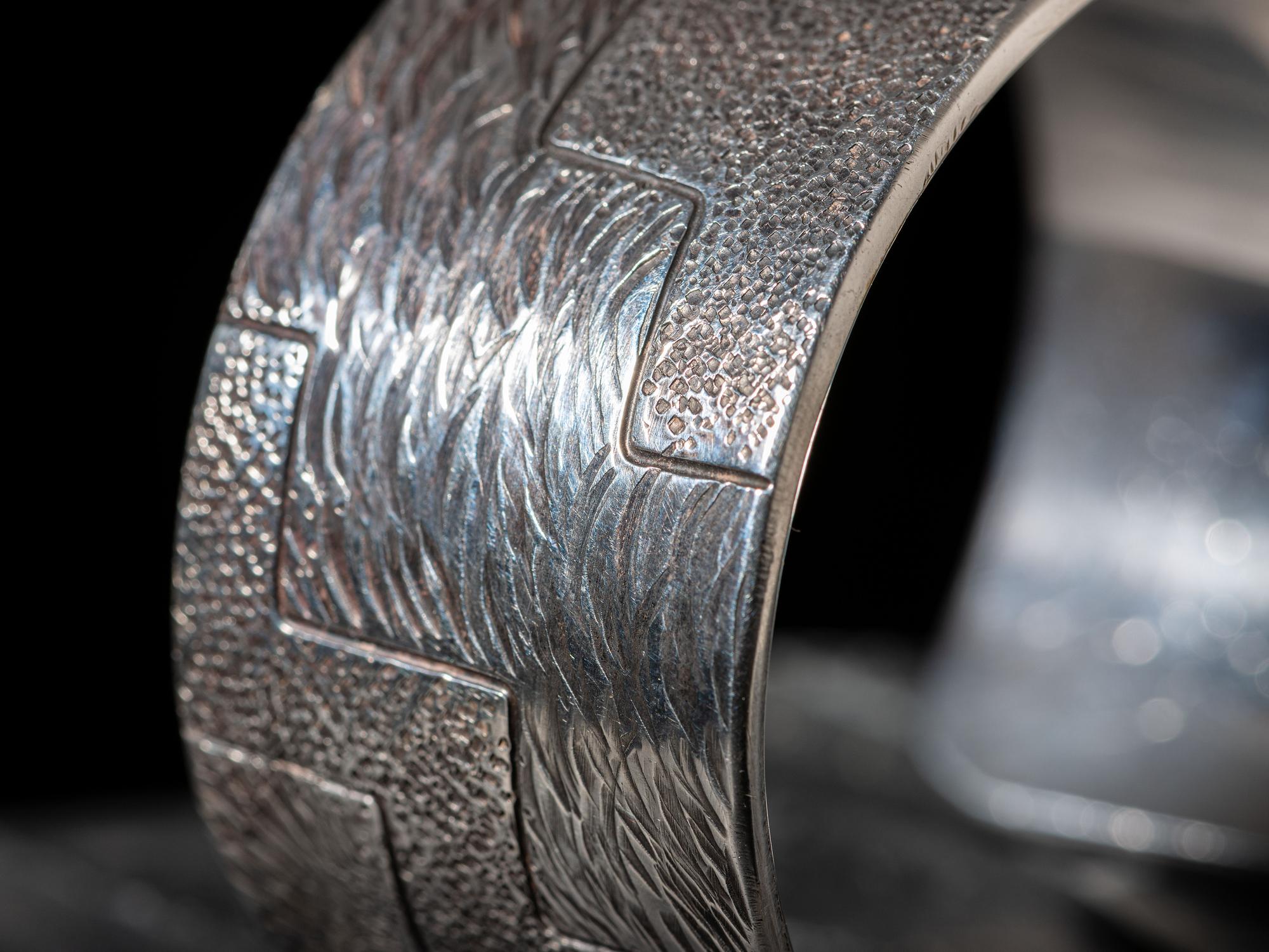 Textured Silver Cuff Bracelet
