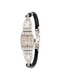 HAMILTON, PLATINUM AND DIAMOND WRISTWATCH