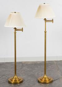A Pair of Brass Floor Lamps Height of tallest 52 1/2 inches (overall).