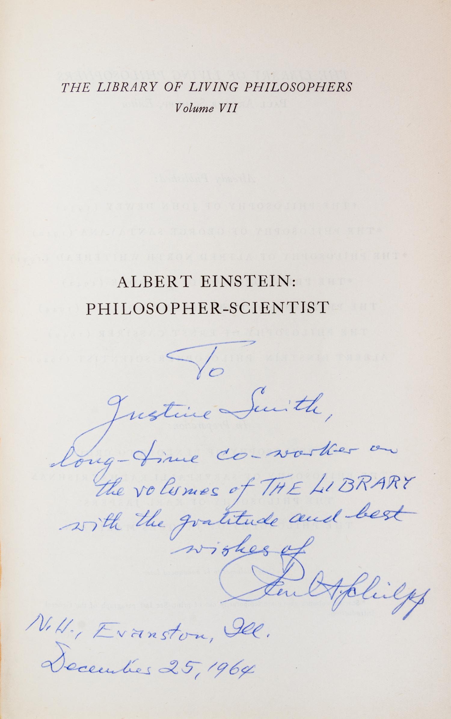 (EINSTEIN, ALBERT) Albert Einstein: Philosopher-Scientist, 1949. Limited, signed.