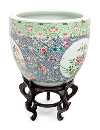 A Chinese Famille Rose Porcelain Scroll Pot