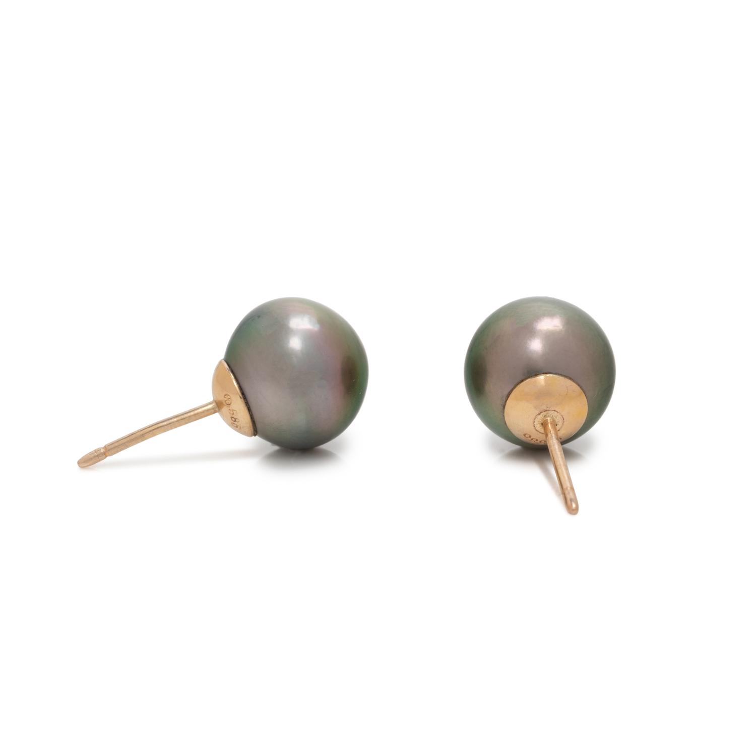 CULTURED TAHITIAN PEARL STUD EARRINGS