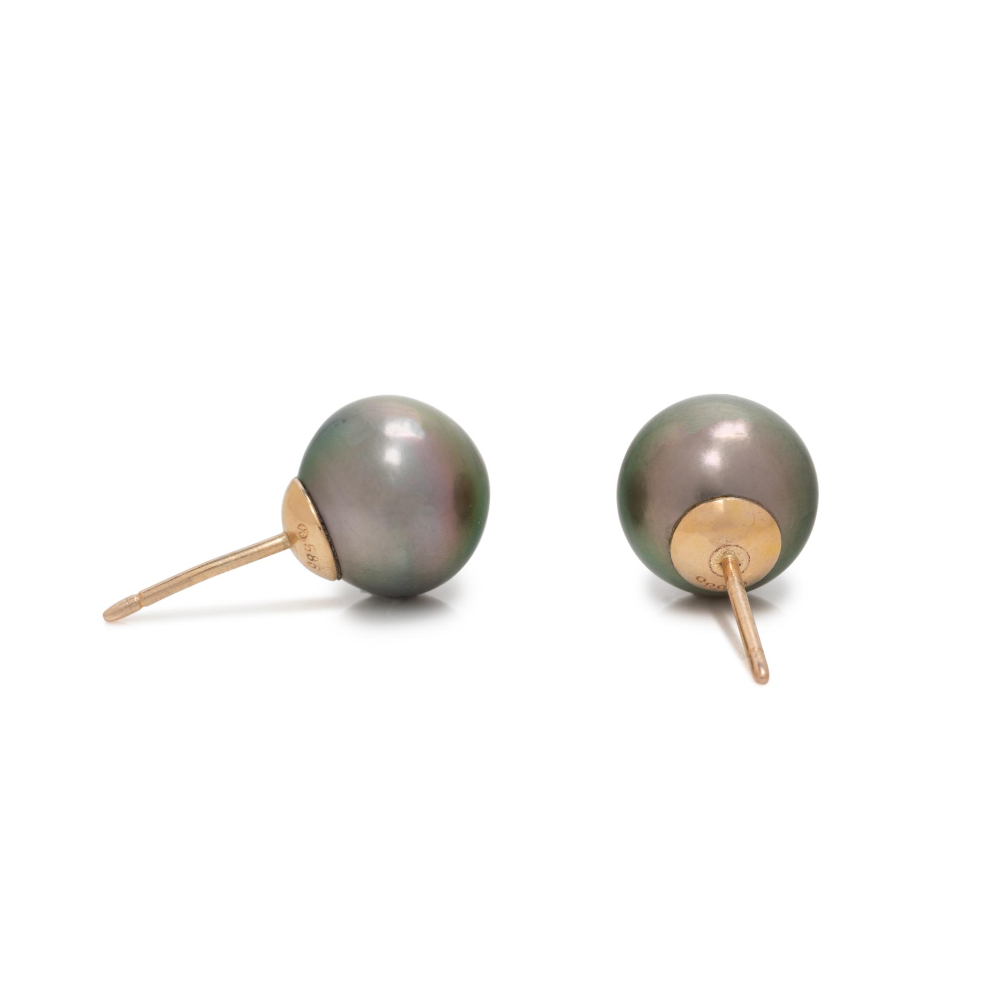 CULTURED TAHITIAN PEARL STUD EARRINGS