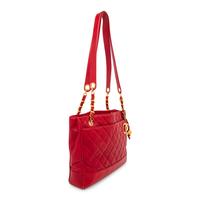 Chanel, CC Charm Red Shoulder Tote