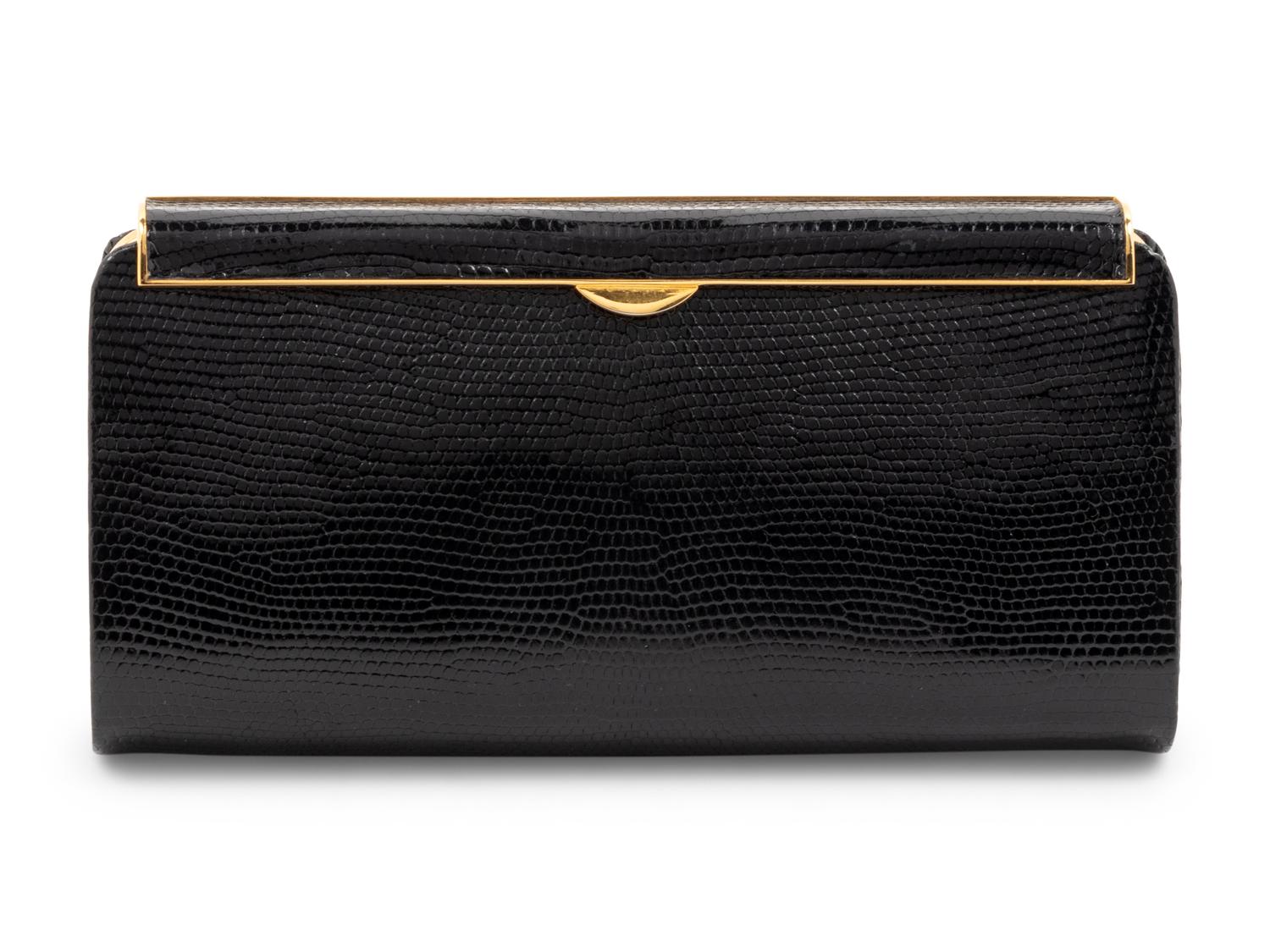 Gucci Black Lizard Skin Bag, 1960-80s