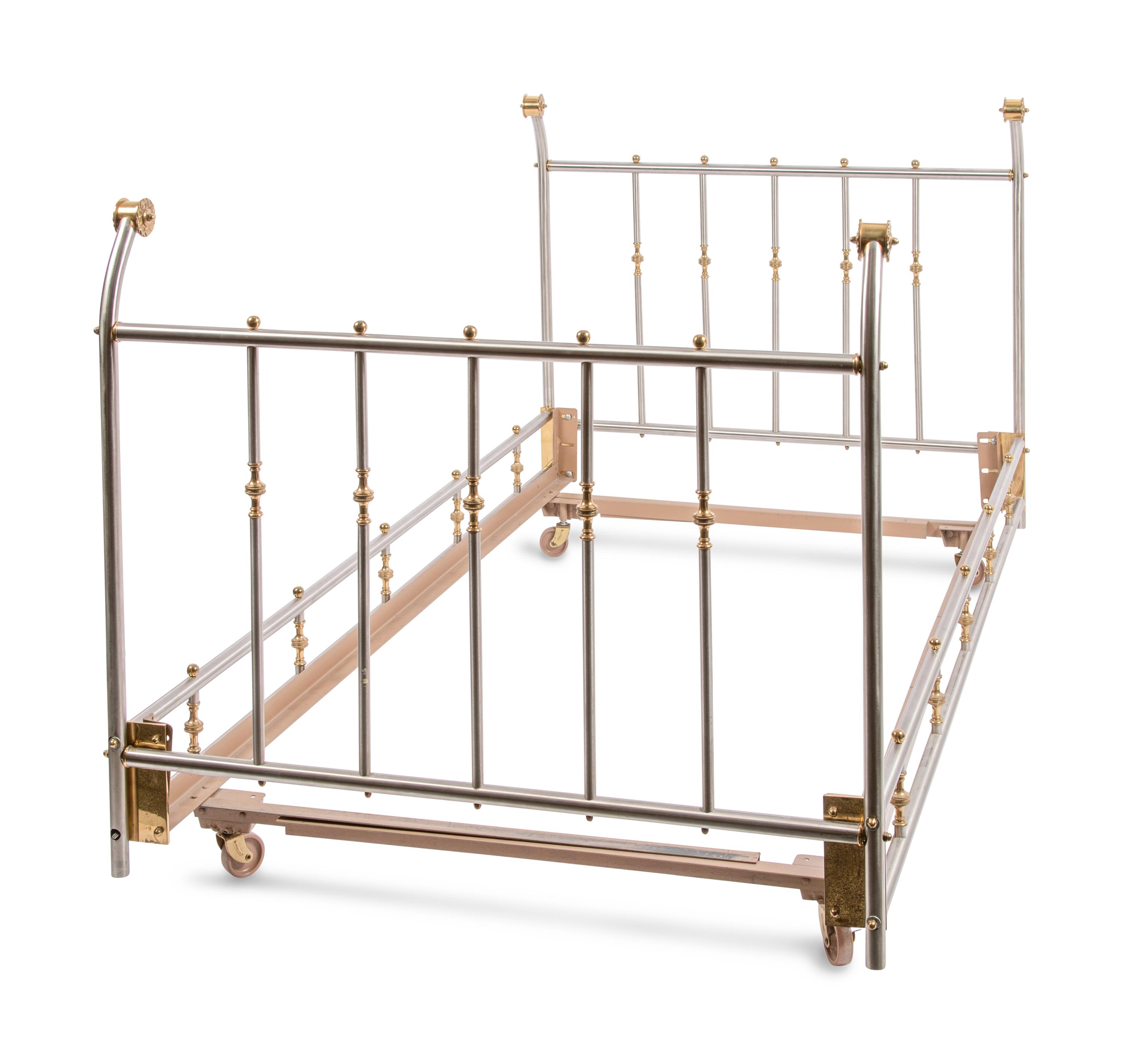 A Pair of Empire Style Steel and Brass Daybed
