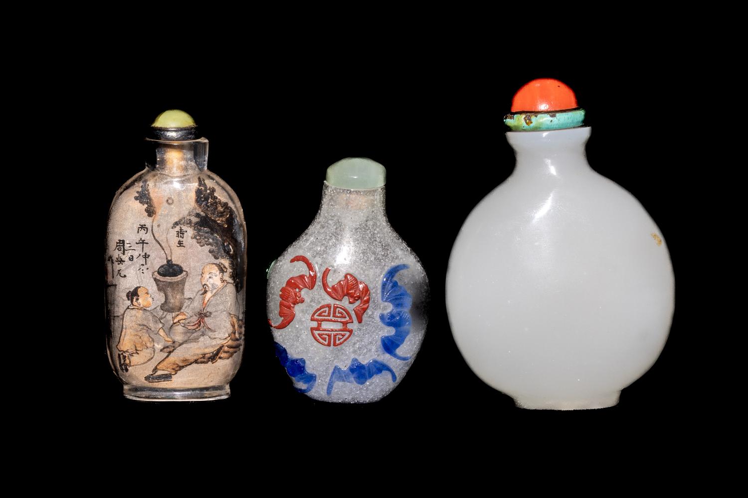 Three Chinese Glass Snuff Bottles