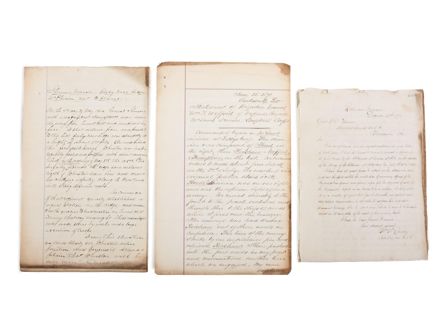 [CIVIL WAR]. Military reports, maps, post-war letters from Union and Confederate officers, and other papers gathered by Union Army officer Louis-Philippe-Albert d'Orléans, comte de Paris (1838-1894), while conducting research for his book History of the Civil War in America .